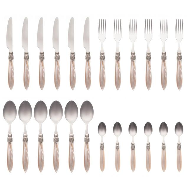 Alenka 24 Piece Cutlery Set, Service for 6 Bloomsbury Market Colour: Beige on Productcaster.