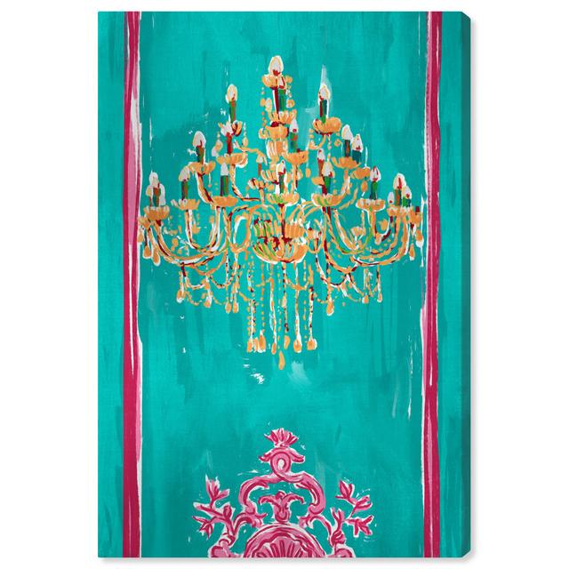 Fashion and Glam Colorful Golden Glam Chandelier by Oliver Gal - Painting on Canvas Oliver Gal Format: Wrapped Canvas, Size: 76.2cm H x 50.8cm W on Productcaster.