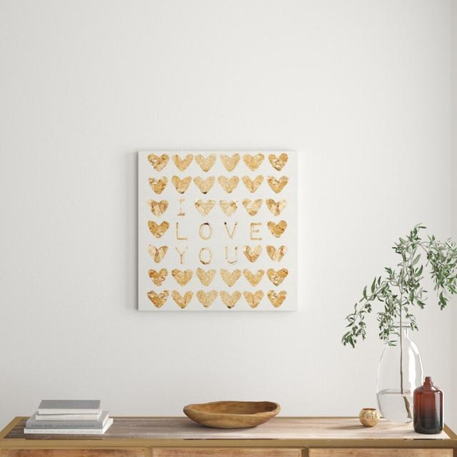 'I Love You Gold' Graphic Art on Canvas East Urban Home Size: 91.4 cm H x 91.4 cm W on Productcaster.