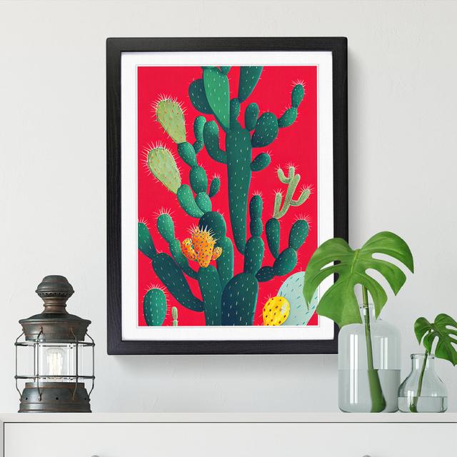 FRM-V0523-336X Cactus Cacti In Colour - Single Picture Frame Print Natur Pur Size: 34cm H x 25cm W x 2cm D, Format: Oak Framed on Productcaster.