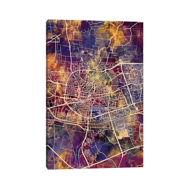 Leeuwarden Netherlands City Map II by Michael Tompsett - Wrapped Canvas Gallery-Wrapped Canvas Giclée Borough Wharf Size: 152.4cm H x 101.6cm W x 3.81 on Productcaster.