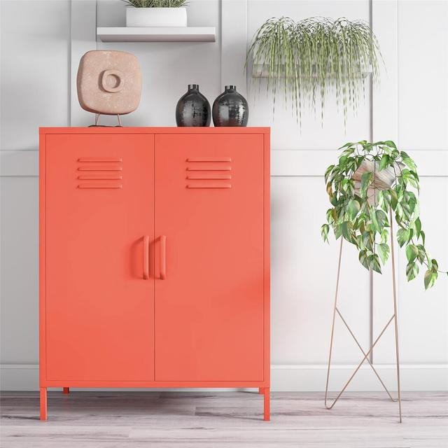 Steel 2 - Door Cabinet Accent Chest Novogratz Colour: Orange on Productcaster.