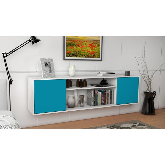 Gouveia TV Stand for TVs up to 78" Ebern Designs Colour: White/Turquoise on Productcaster.