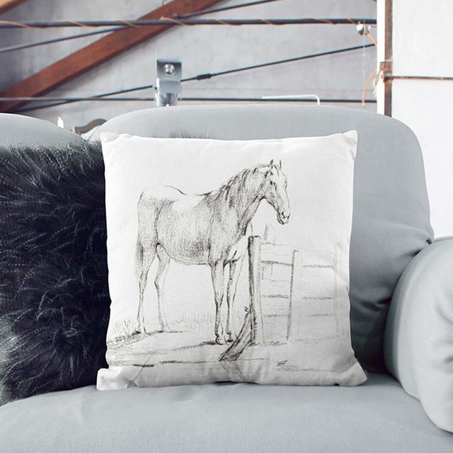 Horse by the Gate by Jean Bernard Cushion with Filling East Urban Home Size: 40cm H x 40cm W x 15cm D on Productcaster.