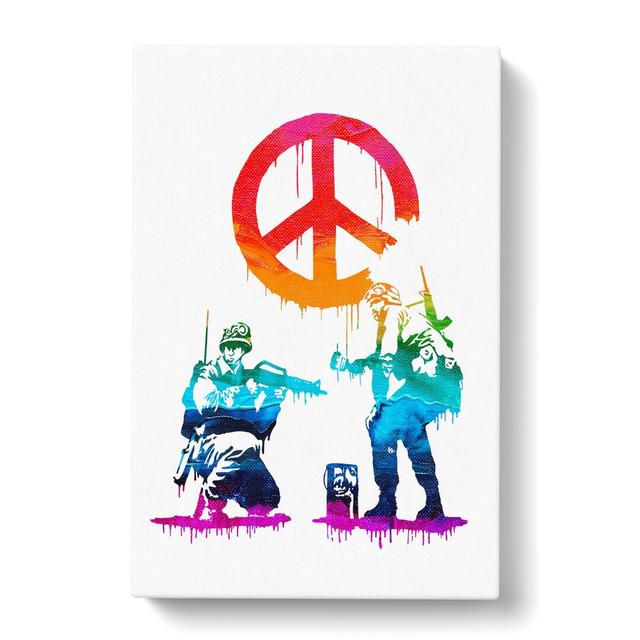 Banksy Peace Soldiers - Wrapped Canvas Graphic Art East Urban Home Size: 50cm H x 35cm W x 3cm D on Productcaster.