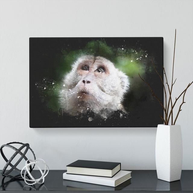 Macaque Monkey - Wrapped Canvas Graphic Art East Urban Home Size: 50cm H x 76cm W x 3cm D on Productcaster.