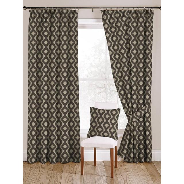 Zilla Arizona Cotton Pencil Pleat Blackout Thermal Curtains (Set of 2) Natur Pur Panel Size: Width 167 x Drop 182cm, Colour: Grey on Productcaster.