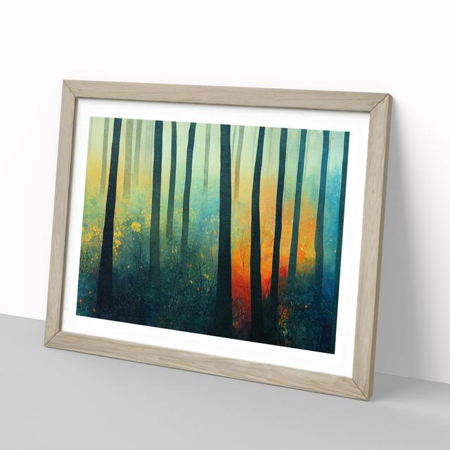 Intense Colourful Forest - Picture Frame Graphic Art Alpen Home Frame Colour: Oak Framed, Size: 46cm H x 64cm W x 2cm D on Productcaster.