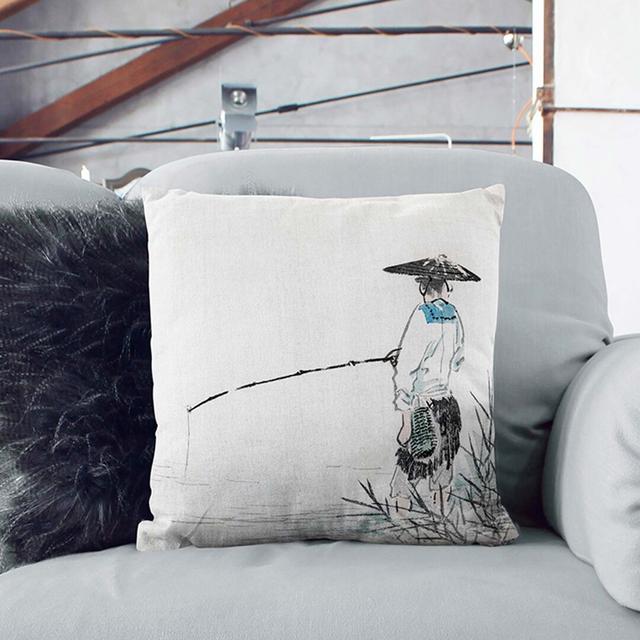 Fisherman by Kono Bairei Cushion with Filling East Urban Home Size: 40cm H x 40cm W x 15cm D on Productcaster.