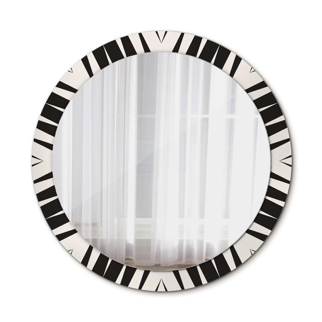 Huldar Round Glass Framed Wall Mounted Accent Mirror in Black/White East Urban Home on Productcaster.