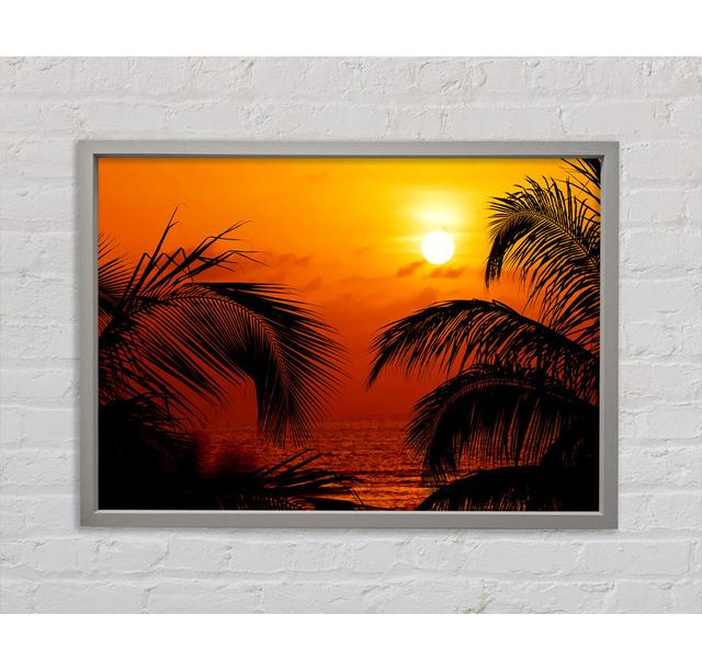 Orange Palmtree Sun Framed Print 17 Stories Size: 84.1cm H x 118.9cm W x 3.3cm D on Productcaster.