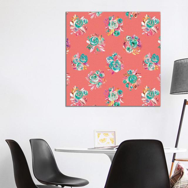 Sweet Roses Blooms Coral by Ninola Design - Wrapped Canvas Gallery-Wrapped Canvas Giclée ClassicLiving Size: 93.98cm H x 93.98cm W x 3.81cm D on Productcaster.