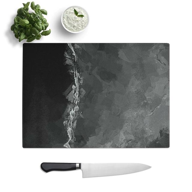 Tempered Glass The Black Sand Beach in Iceland Abstract Art Chopping Board East Urban Home Size: 28.5 cm W x 20 cm L on Productcaster.