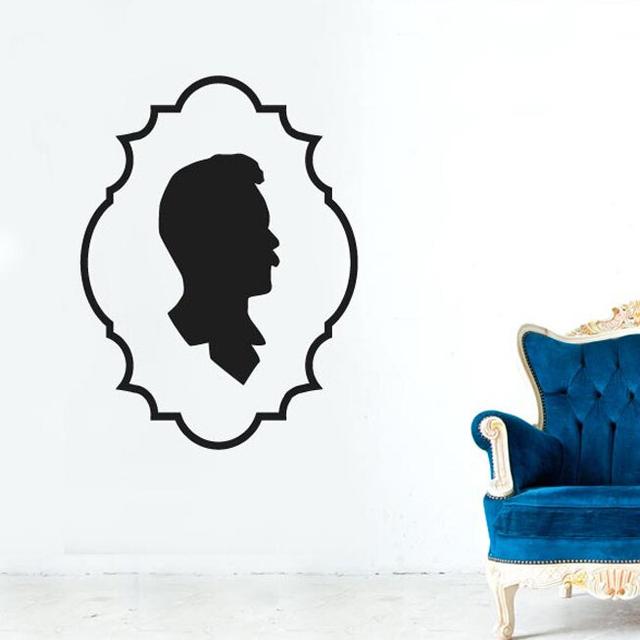 Gentleman Side Profile Framed Wall Sticker East Urban Home Size: Large, Colour: Light Blue on Productcaster.