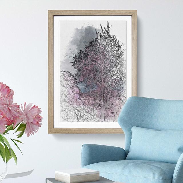 Pink Trees in Malaga Spain - Picture Frame Graphic Art Print East Urban Home Size: 50cm H x 35cm W x 2cm D, Frame Option: Oak on Productcaster.