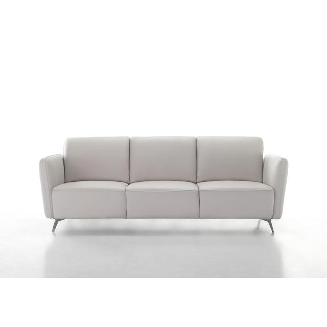 Haddad Genuine Leather 3 Seater Sofa Ivy Bronx Upholstery Colour: Dove Grey on Productcaster.