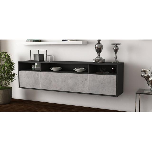 Graff TV Stand for TVs up to 78" Ebern Designs Colour: Black/Concrete on Productcaster.