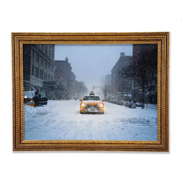 Yellow Cab In The Snow - Druck Ebern Designs Größe: 42cm H x 59,7cm B on Productcaster.