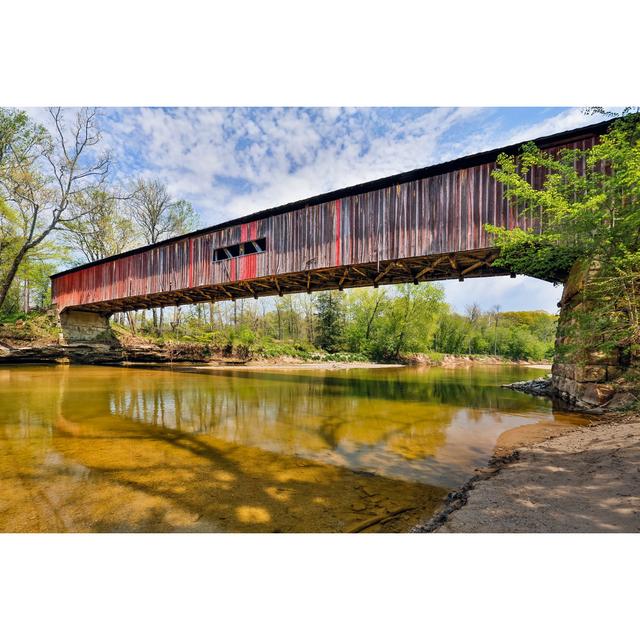 Kerrville Cox Ford Covered Bridge by Kenneth Keifer - Wrapped Canvas Photograph Latitude Run Size: 30cm H x 46cm W x 3.8cm D on Productcaster.