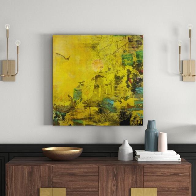 'Bird in a Yellow Haze' by Tracy Silva Barbosa Art Print on Wrapped Canvas East Urban Home Size: 81cm H x 81cm W x 3.81cm D on Productcaster.