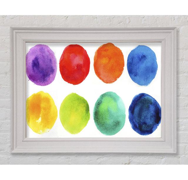 Eight Blobs Of Colour Framed Print Ivy Bronx Size: 42cm H x 59.7cm W x 8cm D, Format: White Framed Paper on Productcaster.