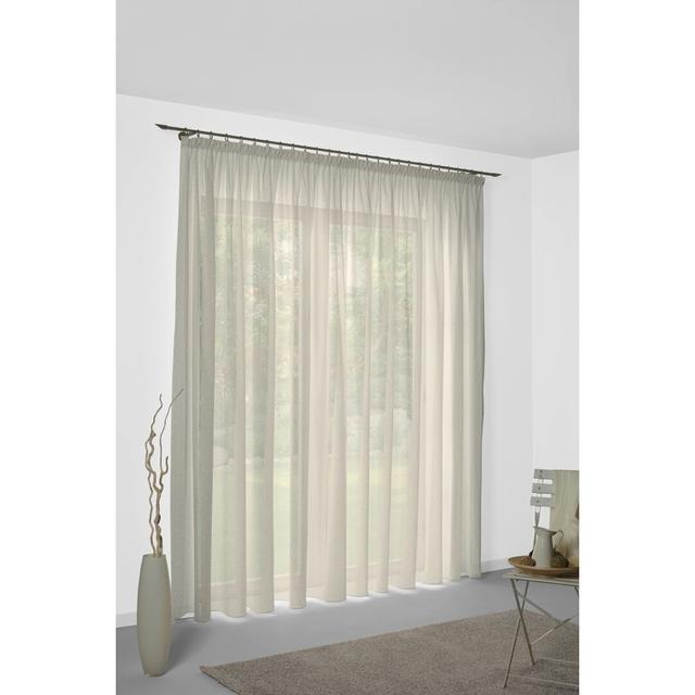 Sunday 82% Polyester And 18% Cotton Semi Sheer Pinch Pleat Curtain Panel Wirth Panel Size: 142cm Width x 295cm Drop, Curtain Colour: Beige on Productcaster.