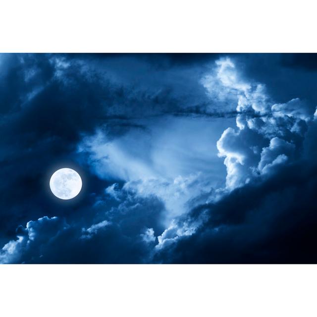 Dramatic Nighttime Clouds And Sky With Beautiful Full Blue Moon by Ricardoreitmeyer - No Frame Art Prints on Canvas 17 Stories Size: 20cm H x 30cm W on Productcaster.