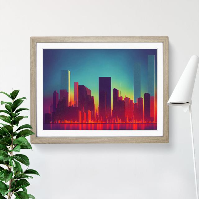 Exceptional City Skyline Architecture Abstract - Picture Frame Graphic Art 17 Stories Size: 46cm H x 64cm W x 2cm D, Frame Colour: Oak on Productcaster.