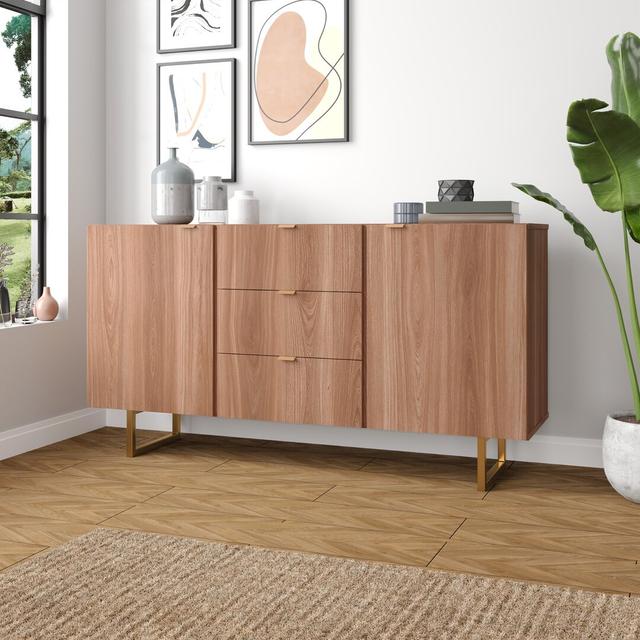 Steelville 135 Cm Wide 3 Drawer Sideboard Fairmont Park Colour: Oak on Productcaster.