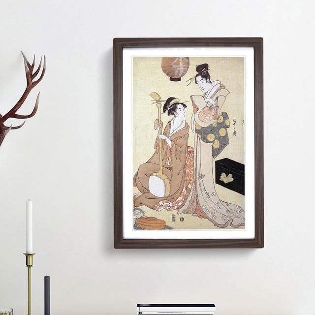 Two Geisha by Chobunsai Eishi - Picture Frame Painting Print East Urban Home Frame Option: Walnut Framed, Size: 36cm H x 27cm W x 2cm D on Productcaster.