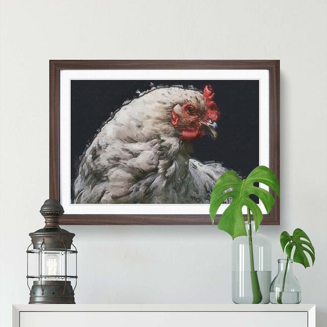 White Hen in Abstract - Picture Frame Graphic Art Print East Urban Home Frame Option: Walnut, Size: 40cm H x 60cm W x 2cm D on Productcaster.