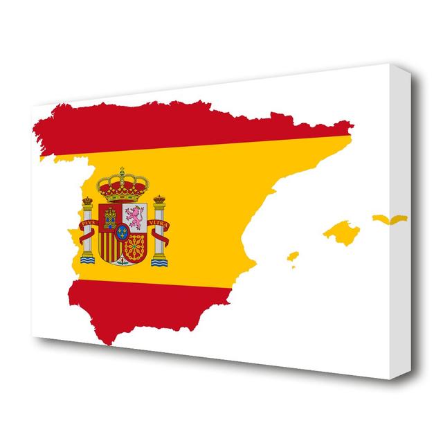 Spainish Flag Map - Wrapped Canvas Graphic Art Print East Urban Home Size: 81.3 cm H x 121.9 cm W x 4.4cm D on Productcaster.