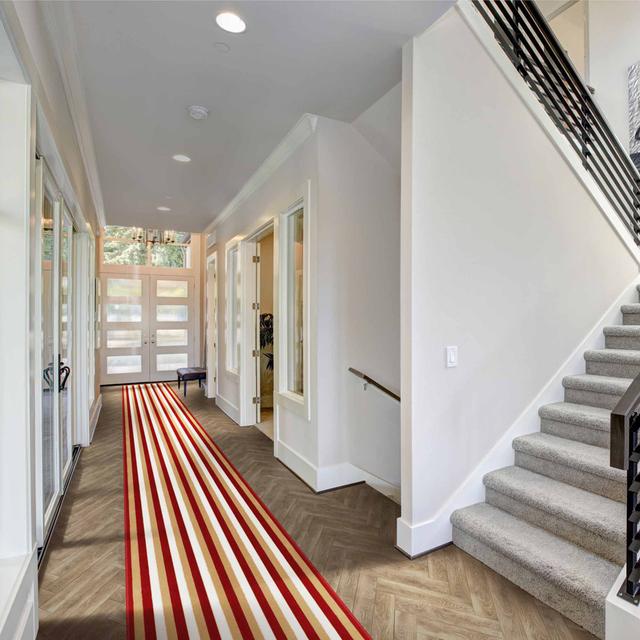 Runner Bairdford Striped Machine Woven Red Area Rug ClassicLiving Rug Size: Runner 180cm x 60cm on Productcaster.