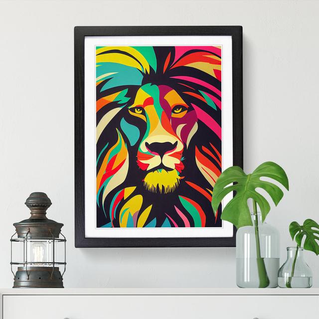 Lion Pop Art Vol.1 - Single Picture Frame Print Latitude Vive Size: 46cm H x 34cm W x 2cm D, Frame Option: Oak on Productcaster.