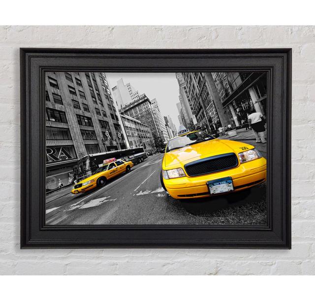 Yellow Cabs In NYC Framed Print Ebern Designs Size: 42cm H x 59.7cm W x 8cm D on Productcaster.