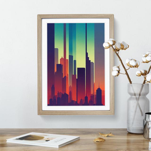 A Superb City Skyline Abstract - Picture Frame Graphic Art 17 Stories Frame Colour: Oak, Size: 46cm H x 34cm W x 2cm D on Productcaster.