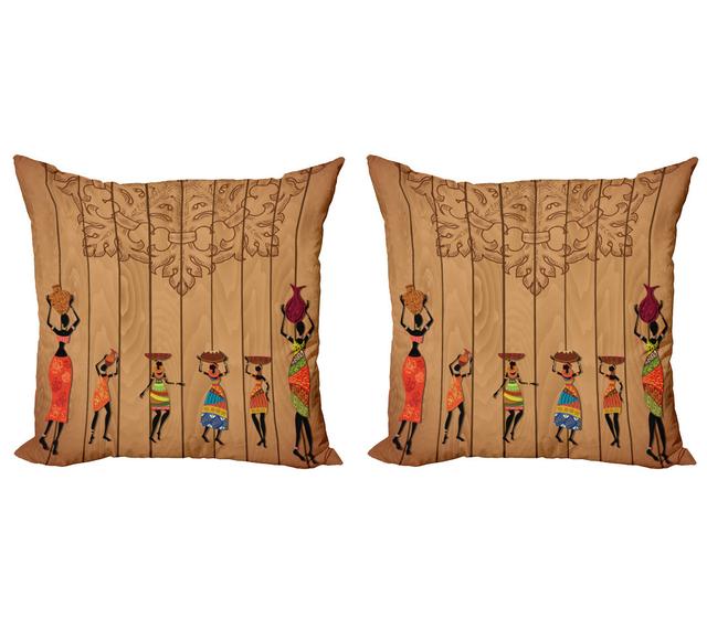 Pillow Cushion Cover, Aboriginal Girls Art, Multicolor (Set of 2) East Urban Home Größe: 45 cm H x 45 cm B on Productcaster.