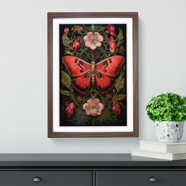 Moth Realism - Single Picture Frame Print on Wood Big Box Art Size: 46cm H x 34cm W x 2cm D, Frame Colour: Walnut Framed on Productcaster.