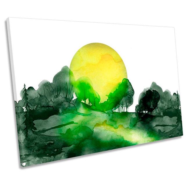 Green Forest Sun Landscape Framed - Wrapped Canvas Print Rosalind Wheeler Size: 50.8cm H x 76.2cm W x 2cm D on Productcaster.