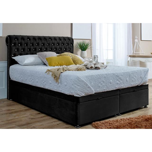 Elicia Upholstered Bed Frame Mercer41 Colour: Black, Size: Kingsize (5') on Productcaster.