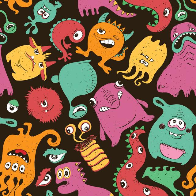 Castilly Funny Monsters - Wrapped Canvas Print ClassicLiving Size: 122cm H x 122cm W x 3.8cm D on Productcaster.