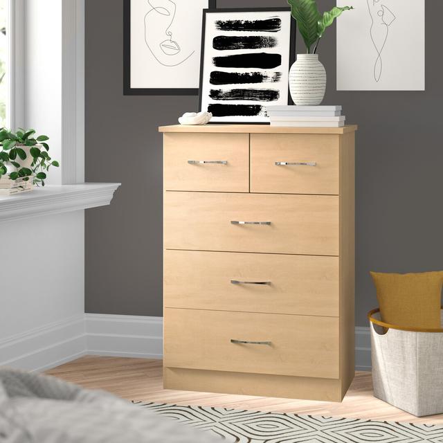 Cascio 5 Drawer Chest Of Drawers Zipcode Design Colour: Sonoma Oak Effect on Productcaster.