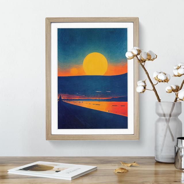 Luminous Sunset View - Picture Frame Graphic Art House of Hampton Frame Colour: Oak, Size: 46cm H x 34cm W x 2cm D on Productcaster.