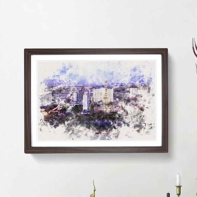 The Las Vegas Strip & Skyline in Nevada Watercolour - Picture Frame Graphic Art Print East Urban Home Size: 62cm H x 87cm W x 2cm D, Frame Option: Wal on Productcaster.