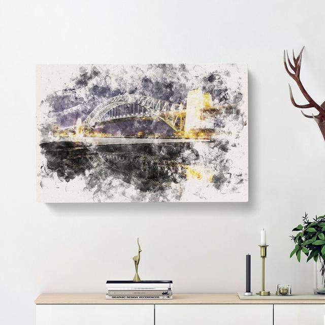 Sydney Harbour Bridge Australia Watercolour - Wrapped Canvas Print East Urban Home Size: 50cm H x 76cm W x 3cm D on Productcaster.