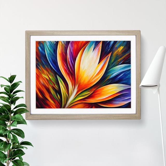 Bird Feather - Picture Frame Painting 17 Stories Size: 46cm H x 64cm W x 2cm D, Frame Colour: Oak Framed on Productcaster.