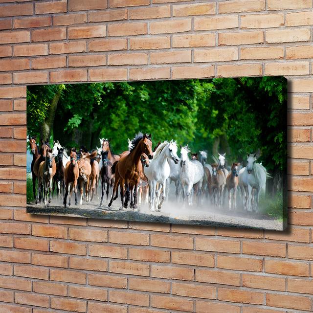 Horses in a Gallop - Wrapped Canvas Art Prints Gracie Oaks on Productcaster.