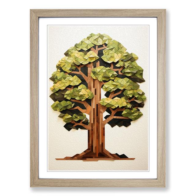 Oak Tree Geometric No.2 - Single Picture Frame Art Prints on Wood Marlow Home Co. Frame Colour: Oak, Size: 46cm H x 34cm W x 2cm D on Productcaster.