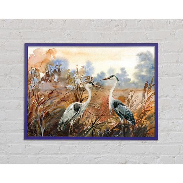 Herons in the Pond - Single Picture Frame Art Prints Highland Dunes Size: 42cm H x 59.7cm W x 2cm D on Productcaster.