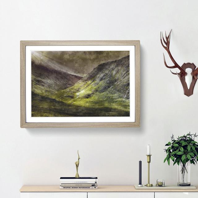 Mountains of Glencoe in Scotland - Picture Frame Graphic Art Print East Urban Home Size: 62cm H x 87cm W x 2cm D, Frame Option: Oak Framed on Productcaster.